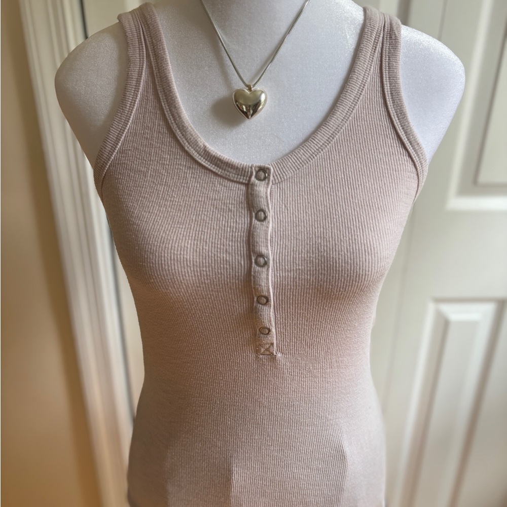 Aerie Ribbed Button-Front Tank Top - Light Pink